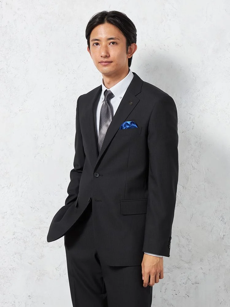 【KATHARINEEHAMNETT-キャサリン・イー・ハムネット-】スーツ2つボタン上下ウォッシャブルサスティナブルウールブラックストライプ秋冬