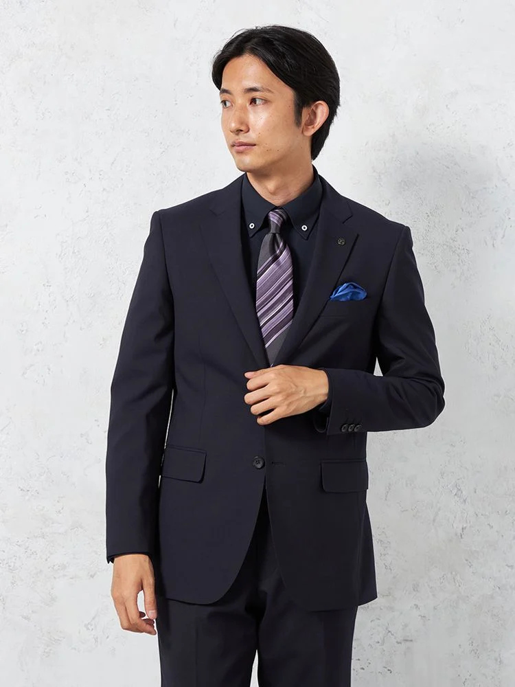 【KATHARINEEHAMNETT-キャサリン・イー・ハムネット-】スーツ2つボタン上下ウォッシャブルサスティナブルウールネイビー織柄無地秋冬