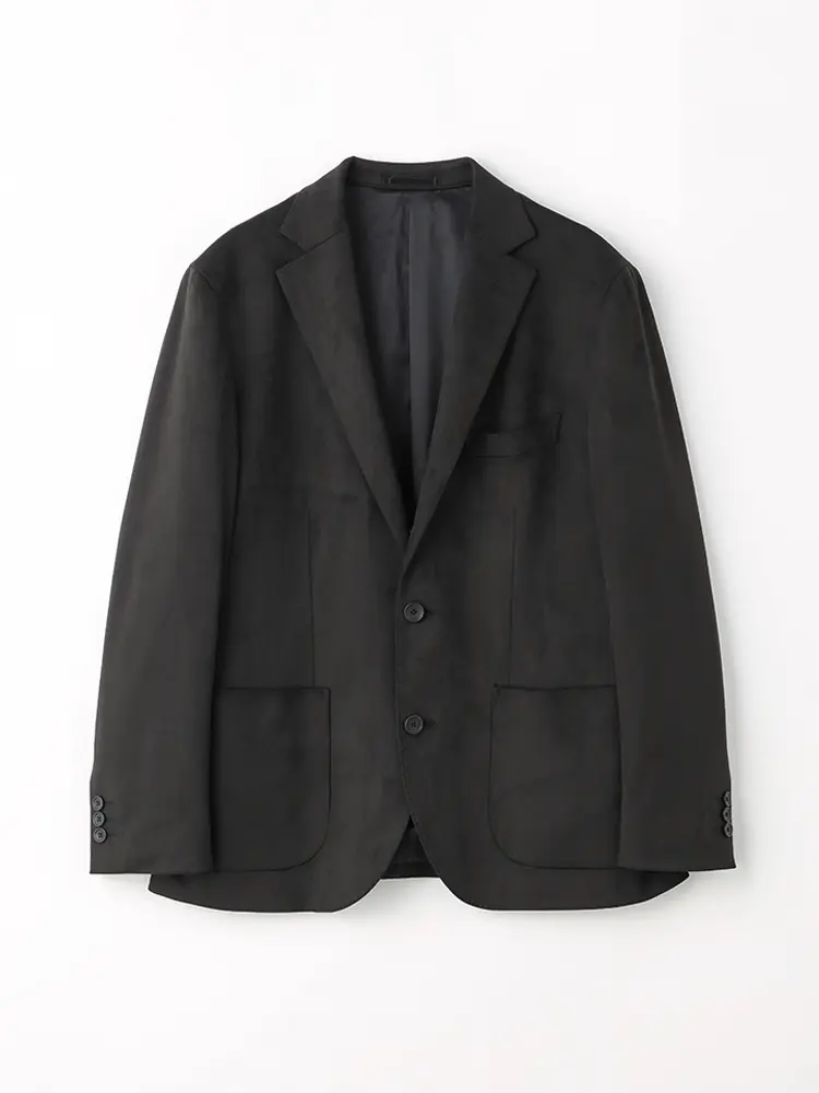 【リッケンバッカー】フェイクスエードニットジャケット２つボタンストレッチ秋冬