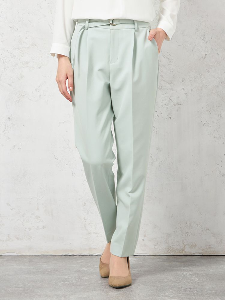 【ウォッシャブル】テーパードパンツベルト付きストレッチ【ビジネス/セレモニー】無地SOFFICE通年【レディース】