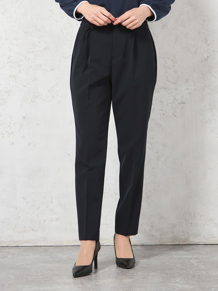 【ウォッシャブル】テーパードパンツベルト付きストレッチ【ビジネス/セレモニー】無地SOFFICE通年【レディース】