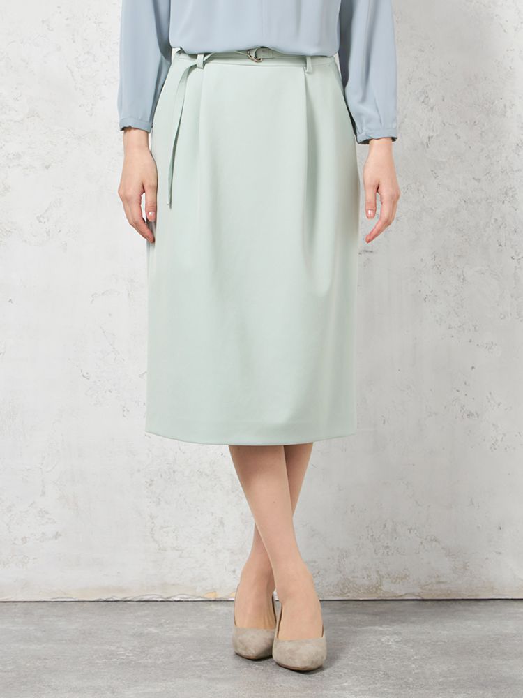 【ウォッシャブル】タイトスカートベルト付きストレッチ【ビジネス/セレモニー】無地SOFFICE通年【レディース】
