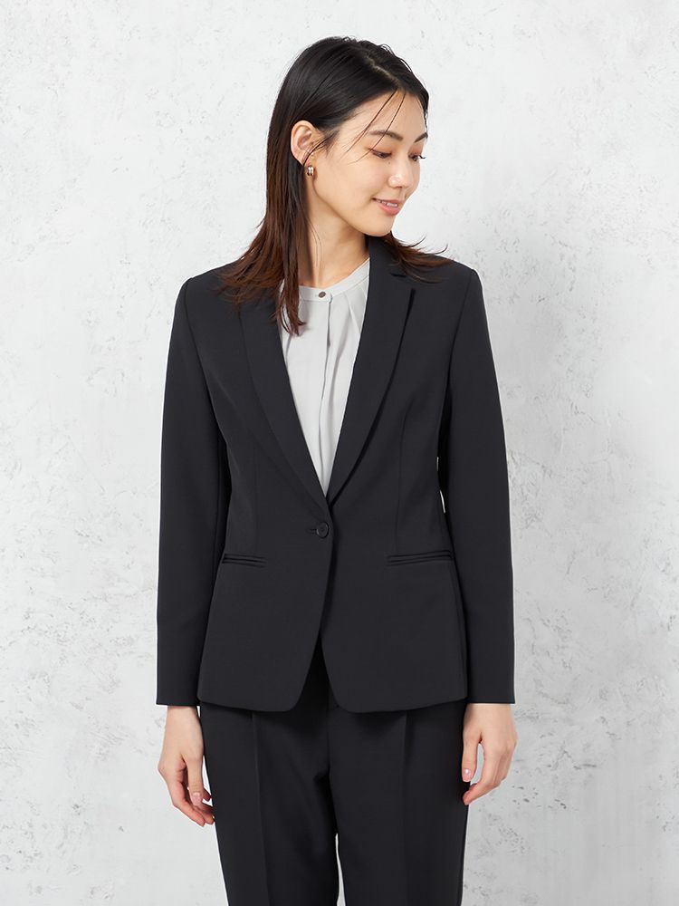 【INDIVI】ウォッシャブルテーラードジャケット1つボタンダブルクロス無地通年【レディース】