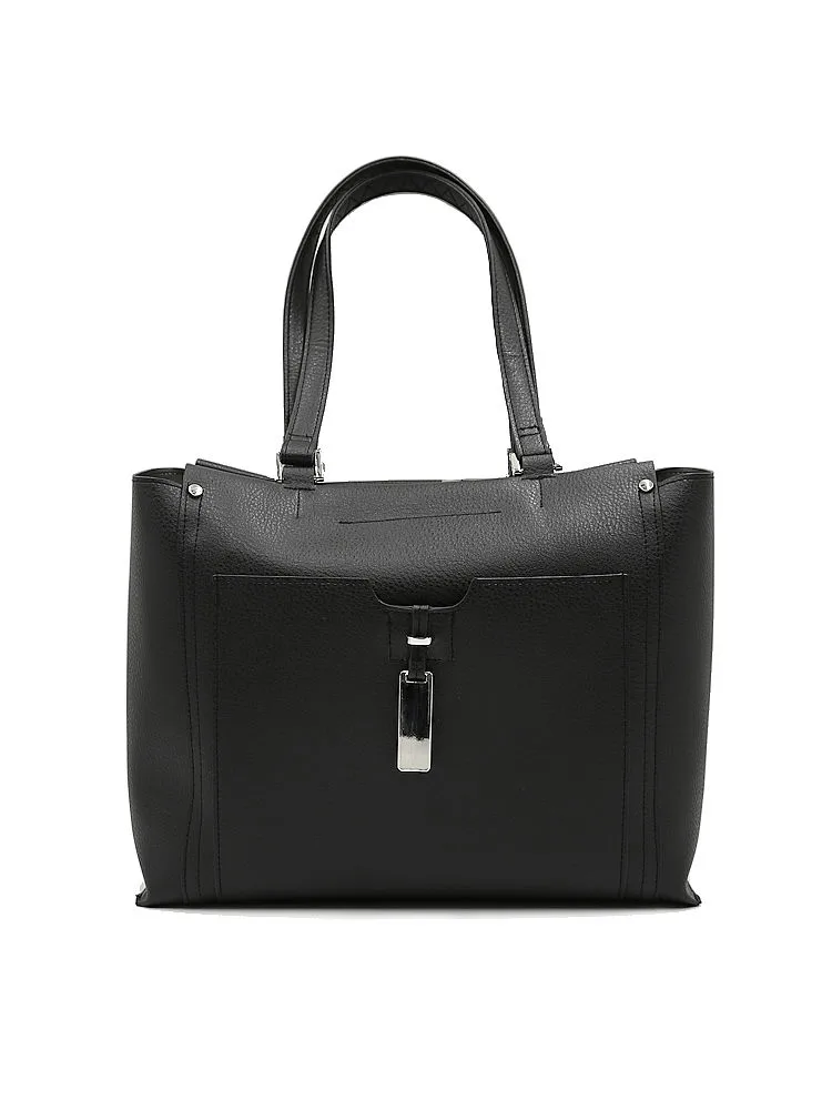 【INDIVI】飾り付きトートバッグ軽量持ちやすいブラック/ライトグレー通年【レディース】