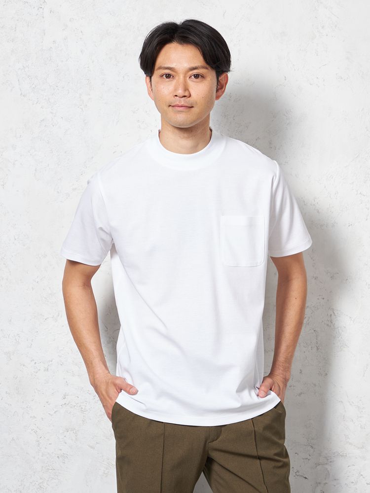 【汗じみ防止】半袖クルーネックTシャツポケット付ビズTシルケット加工カジュアルインナー無地TOKYORUN春夏