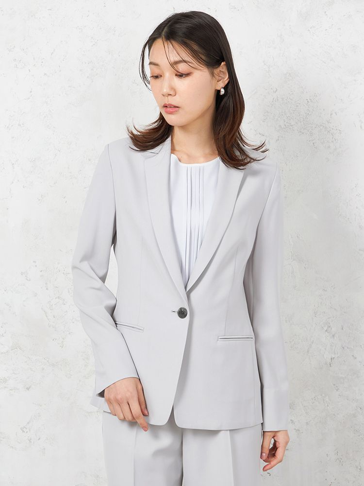 【INDIVI】ウォッシャブルクールツイストテーラード1つボタンジャケット無地【レディース】
