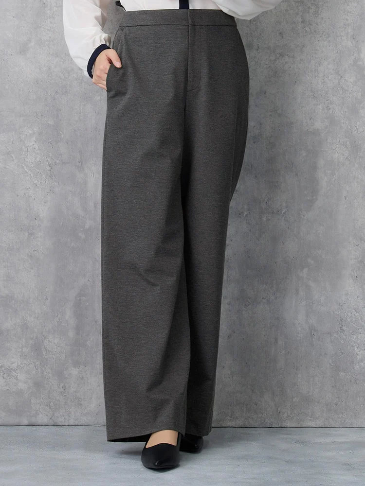 【INDIVI】キャリーマンジャージワイドパンツストレッチ通年【レディース】