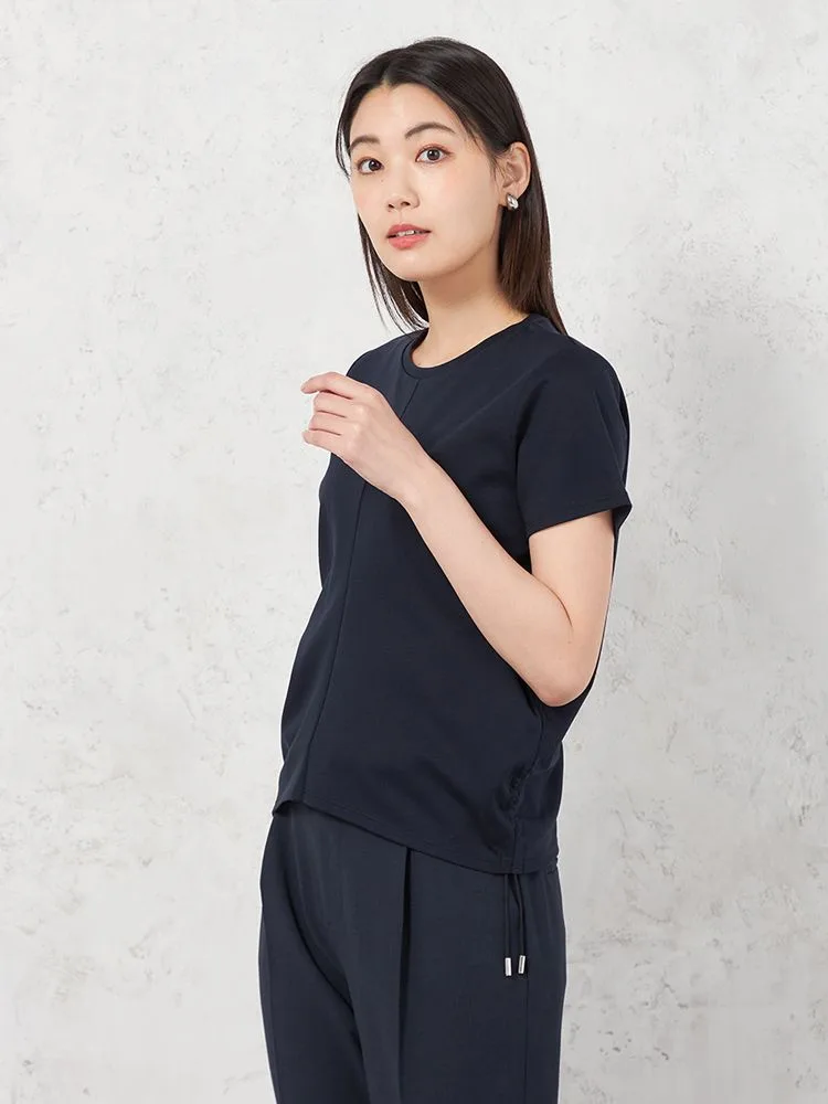 【INDIVI】シルケットポンチ半袖サイドドロストTシャツ春夏【レディース】