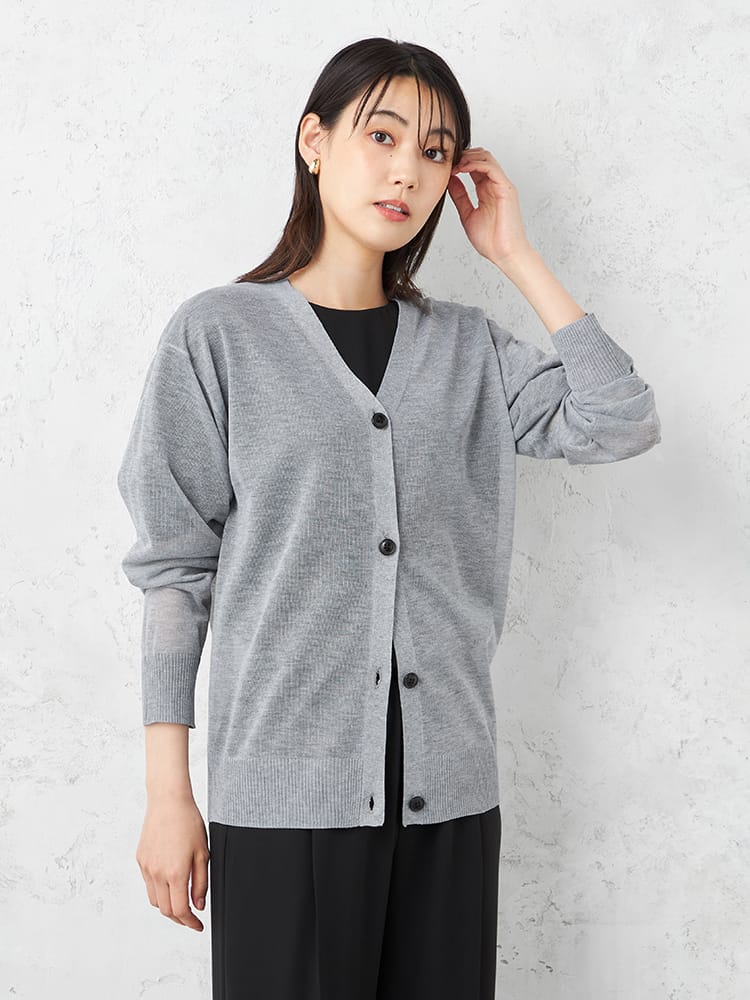 【INDIVI】シアーカーディガンウォッシャブル【レディース】