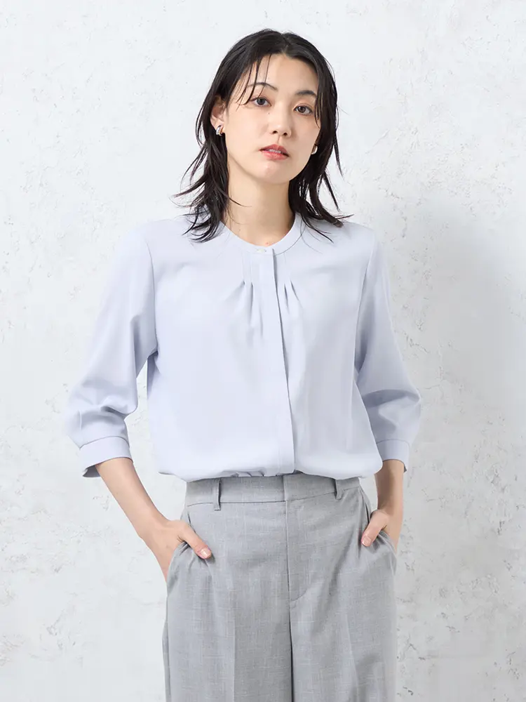 【INDIVI】アムンゼンフロントタックブラウスカットソーウォッシャブル通年【レディース】