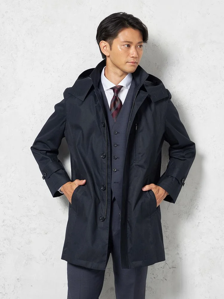 【撥水＆防風】フェイクウールダウンベストライナーコート無地リッケンバッカーブラックフェイス秋冬