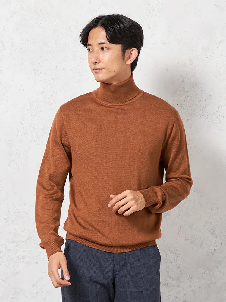 【制電＆抗ピリング】天竺タートルネックセーターカジュアルインナー無地リッケンバッカー秋冬