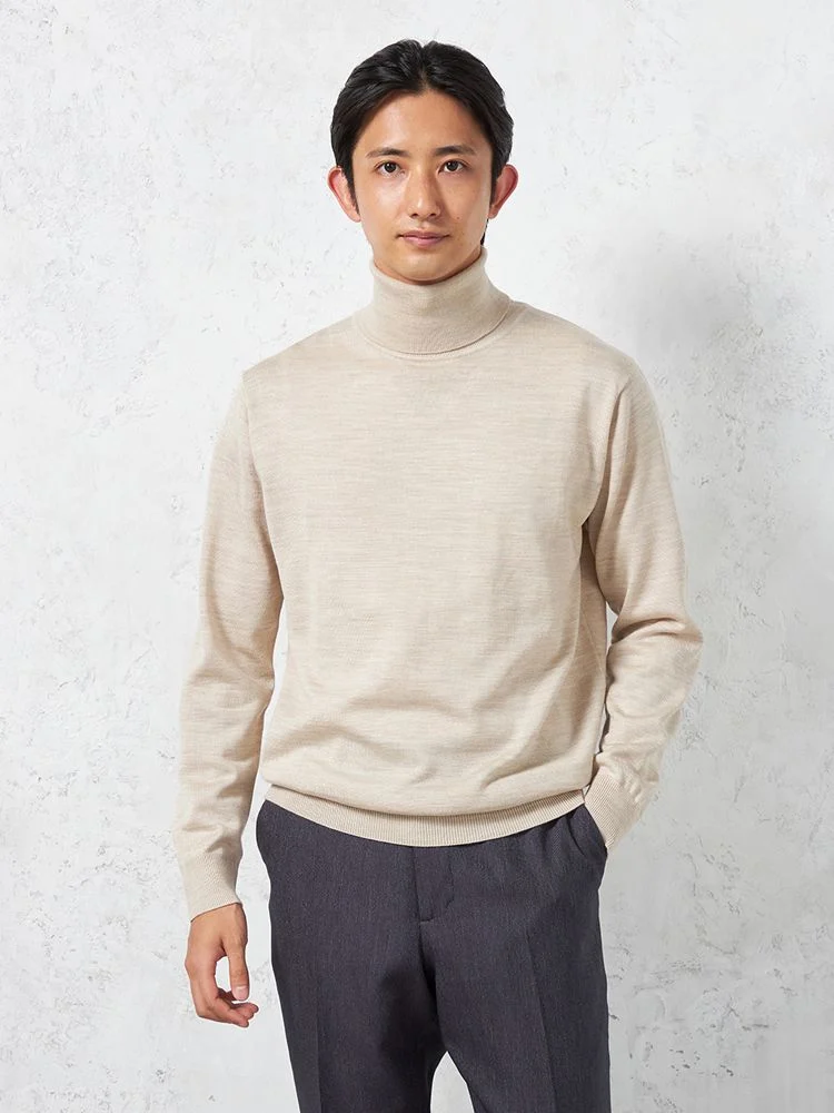 【制電＆抗ピリング】天竺タートルネックセーターカジュアルインナー無地リッケンバッカー秋冬