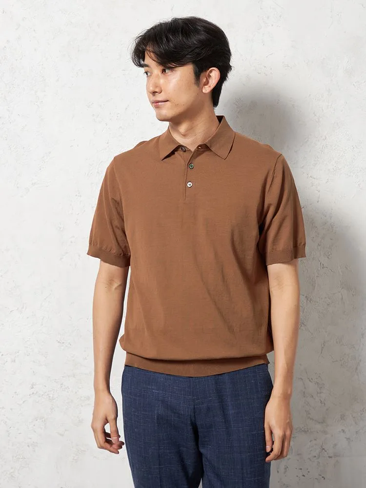 【綿100%】半袖ポロシャツニット素材無地カジュアルインナーリッケンバッカーブラック春夏