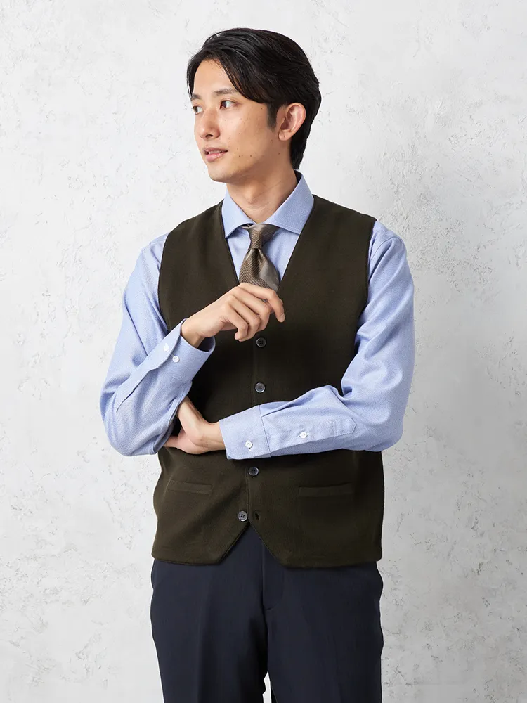 【リッケンバッカー】前身鹿の子後身キルトベストカジュアルインナーニット半袖ベスト保温秋冬