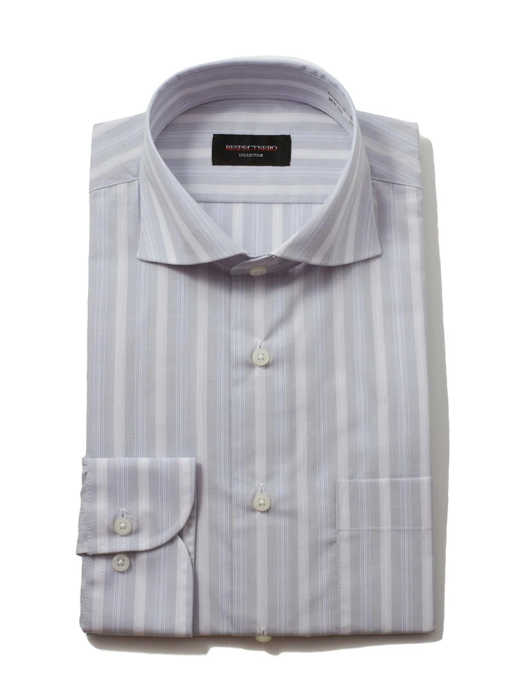 【形態安定】長袖ワイシャツカッタウェイアイスランドブルーシリーズ吸水速乾nero通年【スリムデザイン】