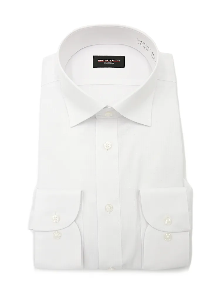 【形態安定】長袖ワイシャツセミワイドカラーシャドウストライプ柄【スリム】【フレッシャーズにもおすすめ】nero通年【スリムデザイン】