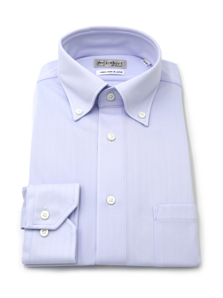 【即納】WEB限定【完全ノーアイロン】長袖アイシャツボタンダウンストレッチストライプi-shirt通年
