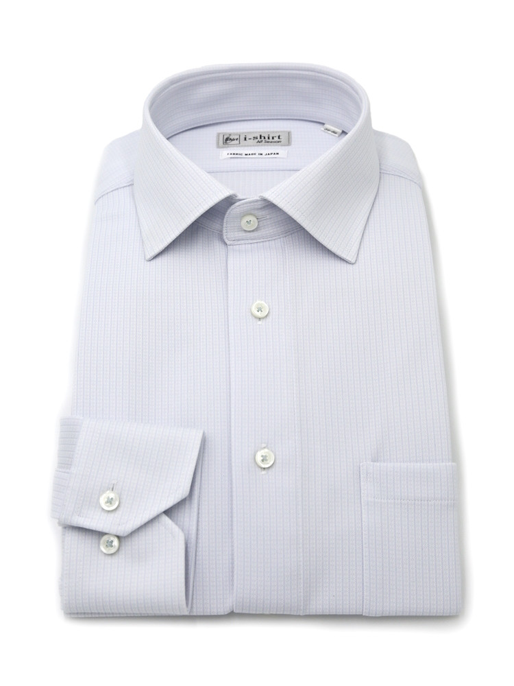 【即納】WEB限定【完全ノーアイロン】長袖アイシャツセミワイドストレッチミニチェック柄i-shirt通年