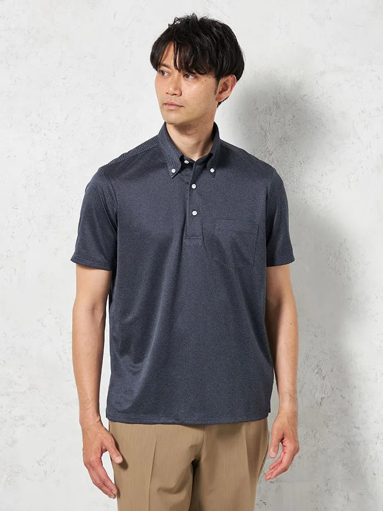 【吸湿冷感】完全ノーアイロン半袖アイポロシャツボタンダウン無地i-shirt春夏