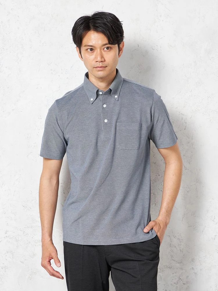 【吸汗速乾】半袖ポロシャツ【アメリカンシーアイランドコットンドライ】ボタンダウンビズポロカジュアルインナー無地春夏