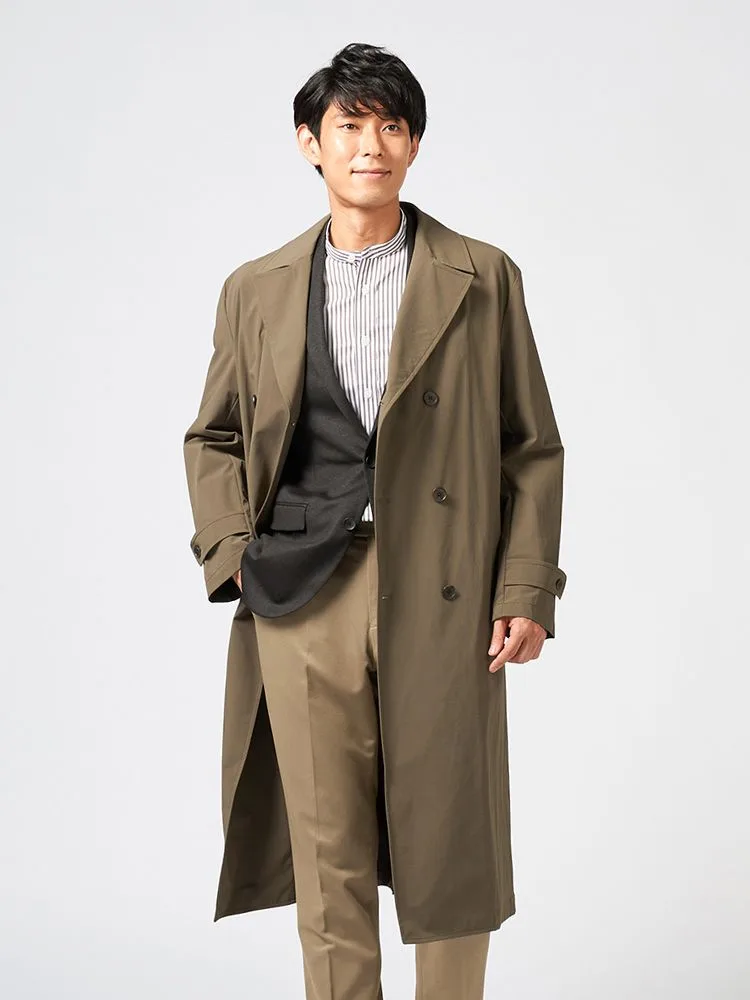 【パッカブル】コートロング軽量撥水ストレッチ無地nero秋冬【スリムデザイン】
