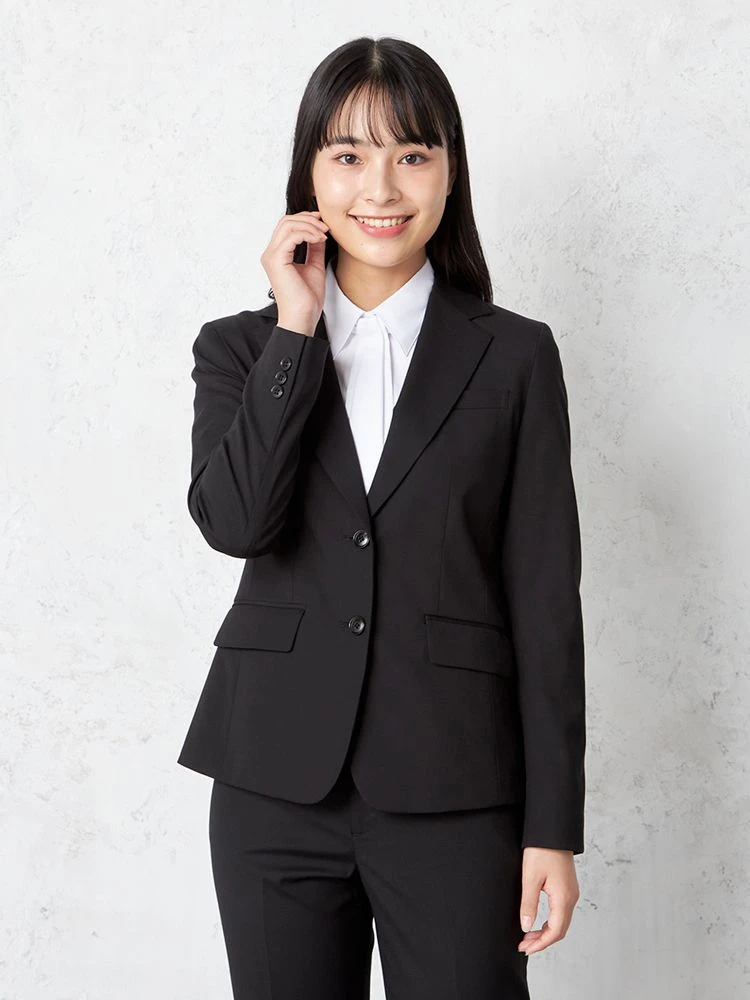 【ウォッシャブル】レディースジャケット黒無地RENU生地使用SOFFICE通年【レディース】