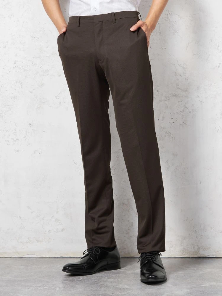 【i-Pants-アイパンツ-】バイオセンサー生地使用ウォッシャブルノータック千鳥格子スラックスnero【スリムデザイン】
