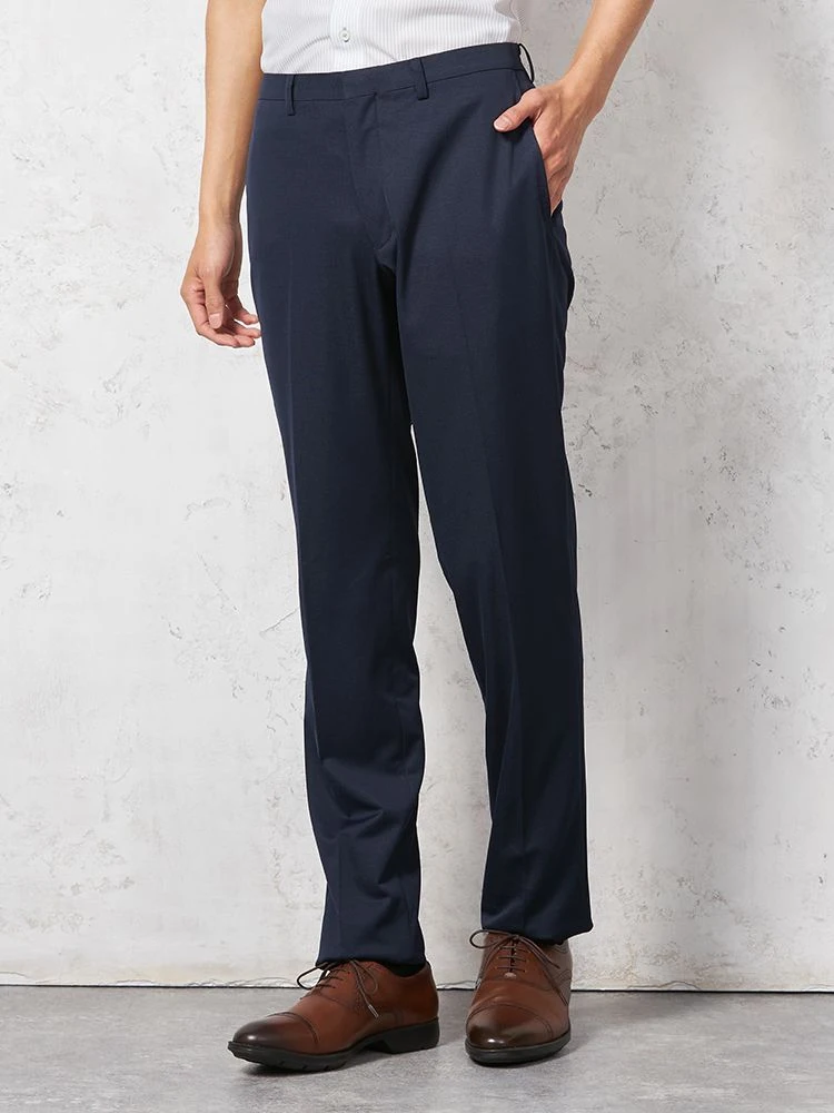 【i-Pants-アイパンツ-】バイオセンサー生地使用ウォッシャブルノータック千鳥格子スラックスnero【スリムデザイン】