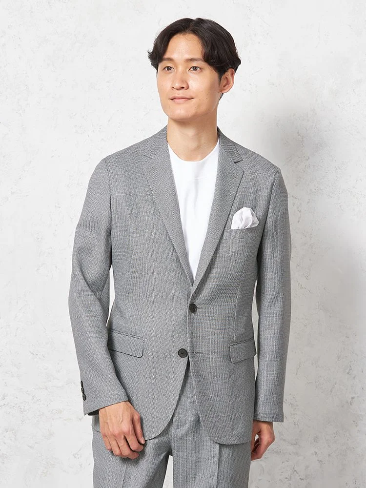 【サスビズｘRENU】上下セットアップスーツ上下ウォッシャブル軽量ストレッチ無地春夏