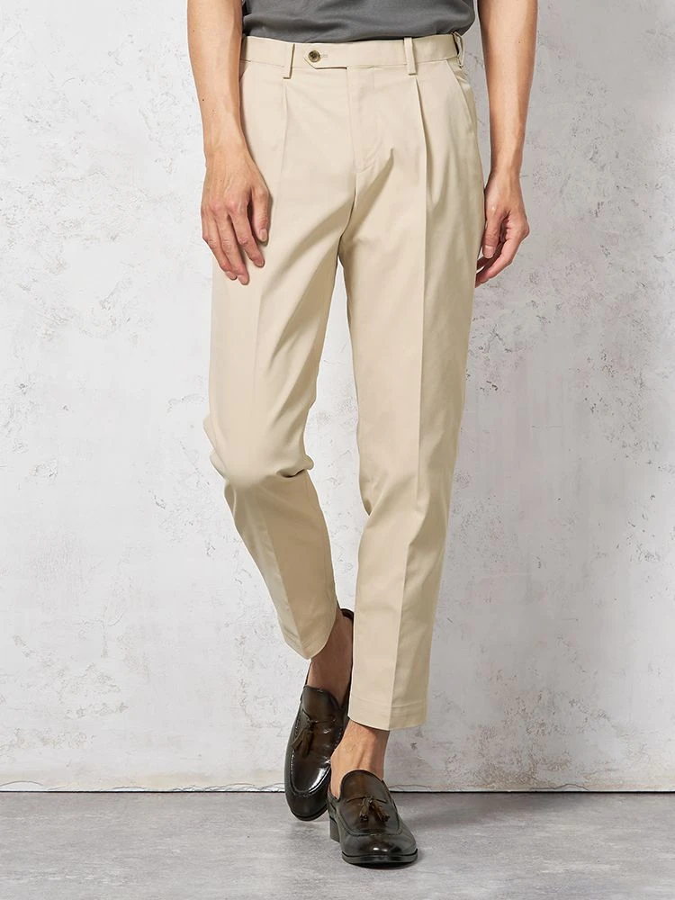 【サスビズｘRENU】パンツチノパンワンタック軽量防シワ（ハンドアイロン）ウエスト伸縮無地春夏