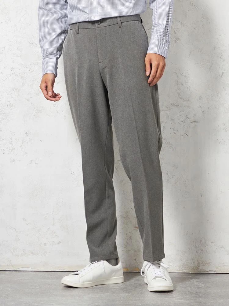 【ウォッシャブル】裏起毛テーパードシルエットストレッチウエストゴム無地カジュアルパンツWALKPLUS秋冬