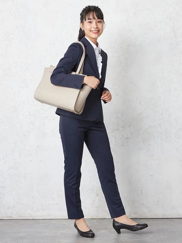 【ウォッシャブル】ジャケット1つボタンニットストレッチネイビー千鳥ViVi通年【レディース】