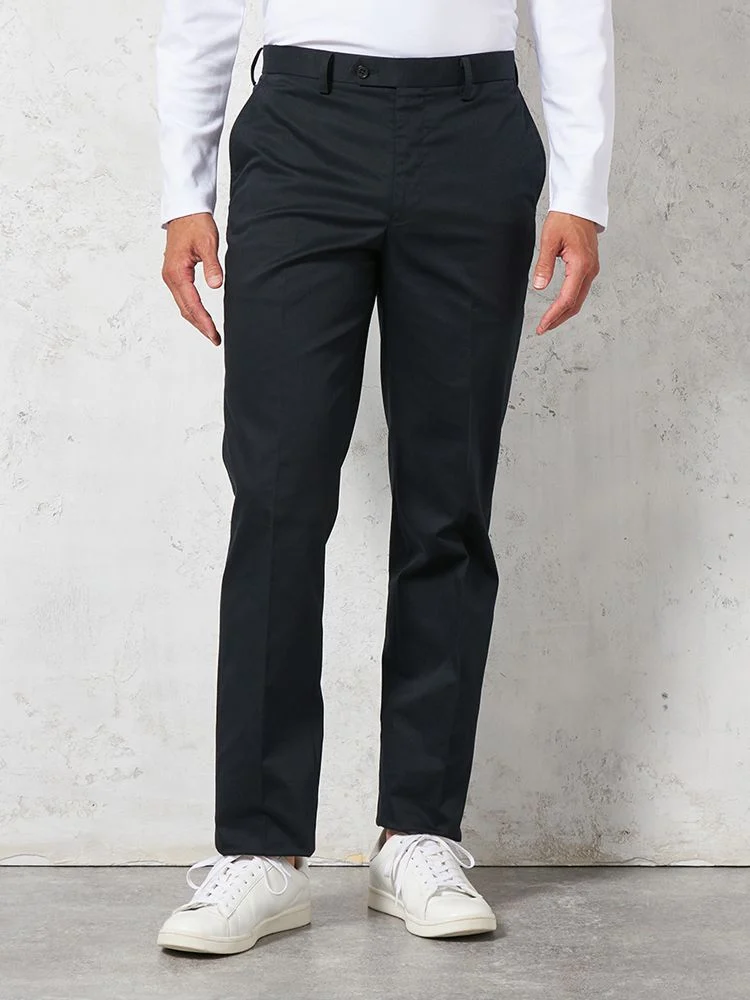 【ノータック】チノパンスーパークリース加工カジュアルパンツ無地リッケンバッカー通年