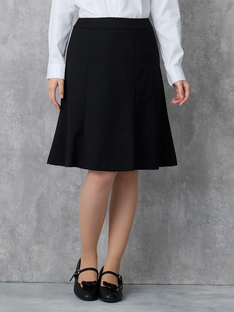 【ウォッシャブル】フレアスカート黒無地ビエラスティコ無地ViVi通年【レディース】