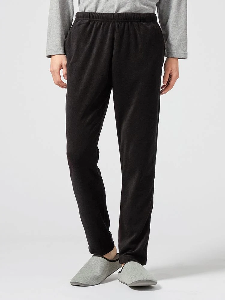 【ストレッチ】ロングパンツパイル地ルームウェア無地カジュアル