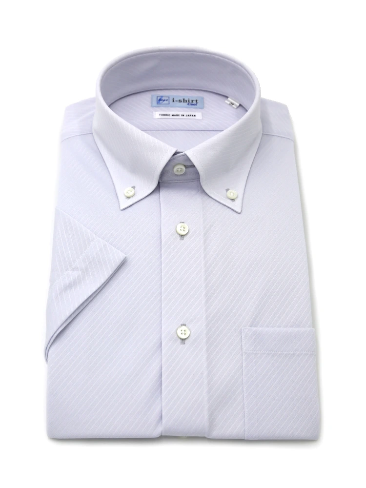 【即納】WEB限定【完全ノーアイロン】半袖アイシャツボタンダウンストレッチ織柄無地i-shirt春夏