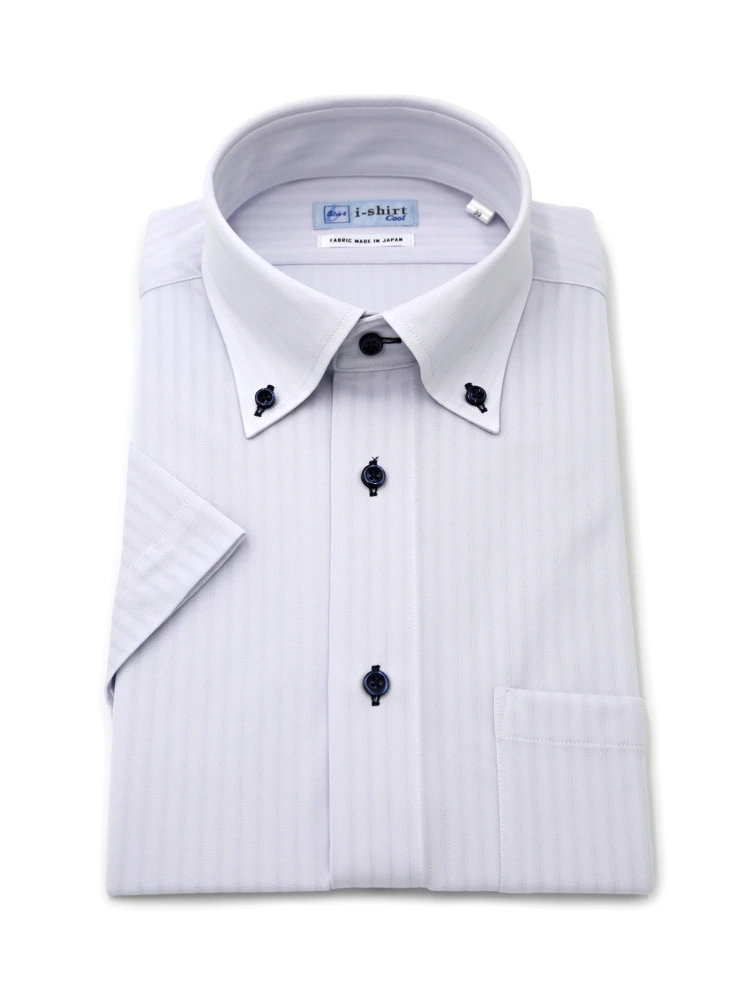 【即納】WEB限定【完全ノーアイロン】半袖アイシャツボタンダウンストレッチストライプi-shirt春夏