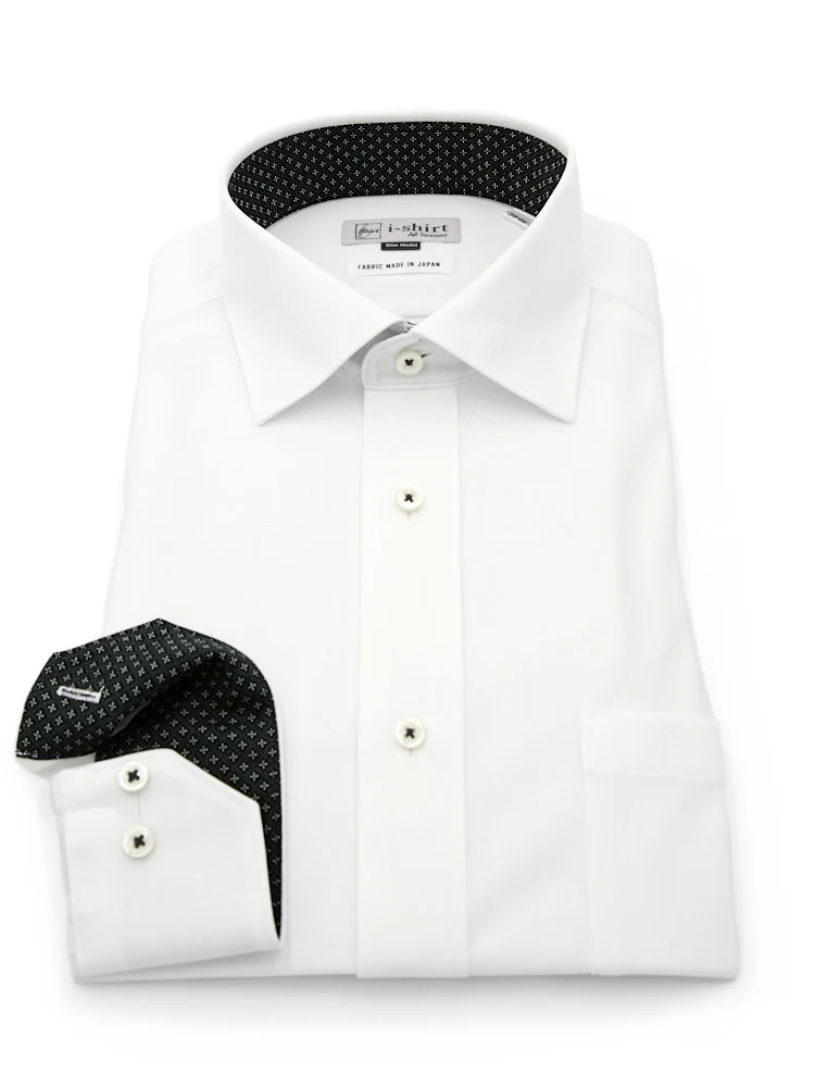 【完全ノーアイロン】長袖アイシャツセミワイド【スリム】ストレッチ太ピッチストライプワイシャツi-shirt通年