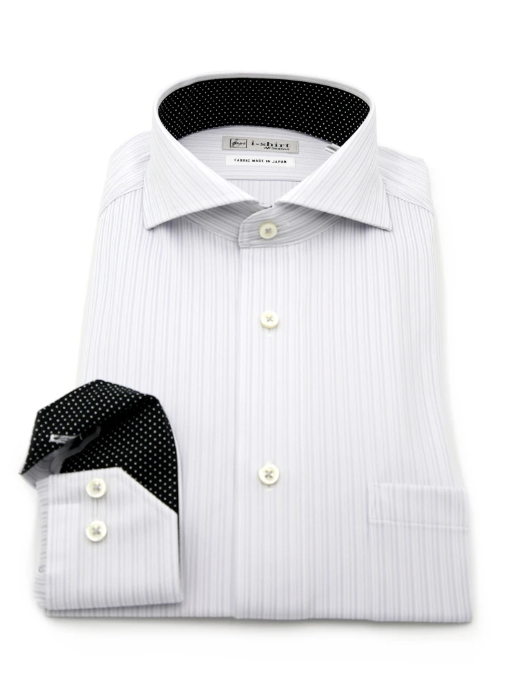 【完全ノーアイロン】長袖アイシャツカッタウェイストレッチ吸汗速乾オルタネイトストライプワイシャツi-shirt通年