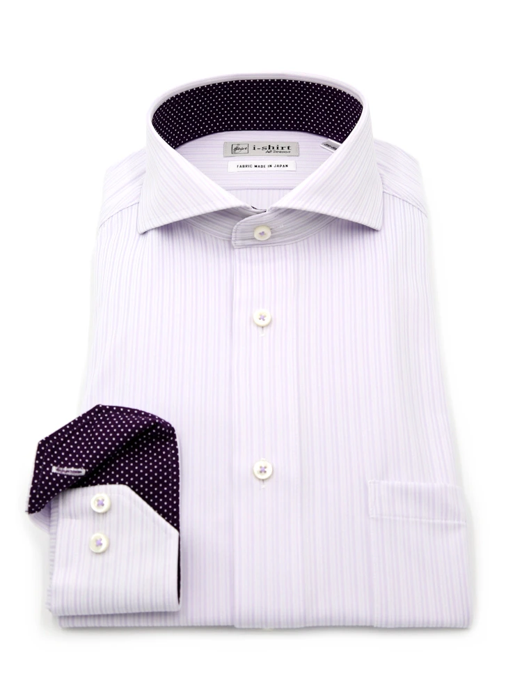 【完全ノーアイロン】長袖アイシャツカッタウェイストレッチ吸汗速乾オルタネイトストライプワイシャツi-shirt通年