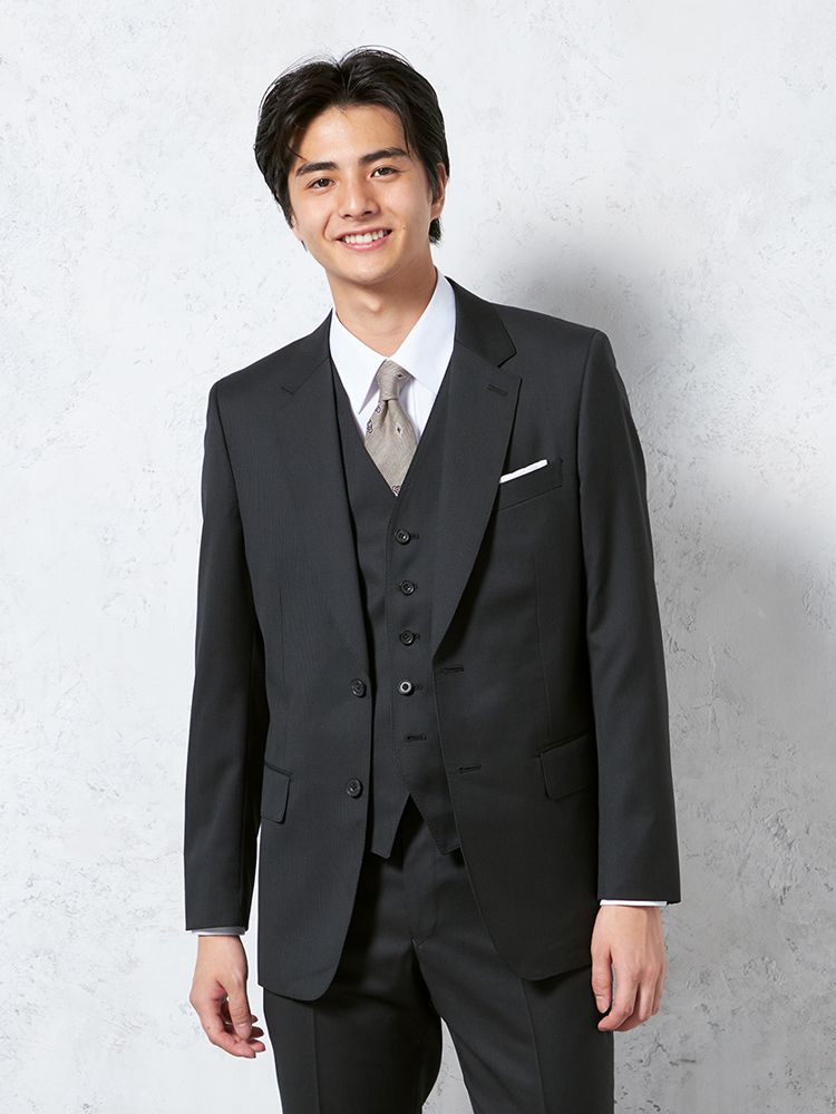 【ウール100%】スリーピーススーツ2つボタンREDAコードリッケンバッカー