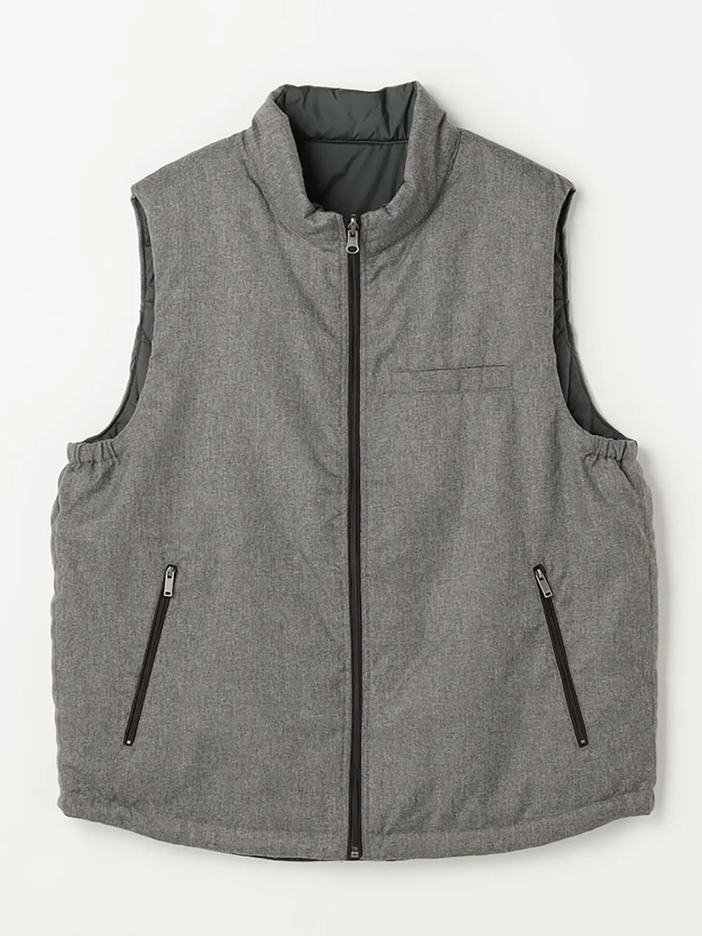 【カンサイ・ヤマモト】リバーシブル中綿ベストカジュアルアウター無地秋冬