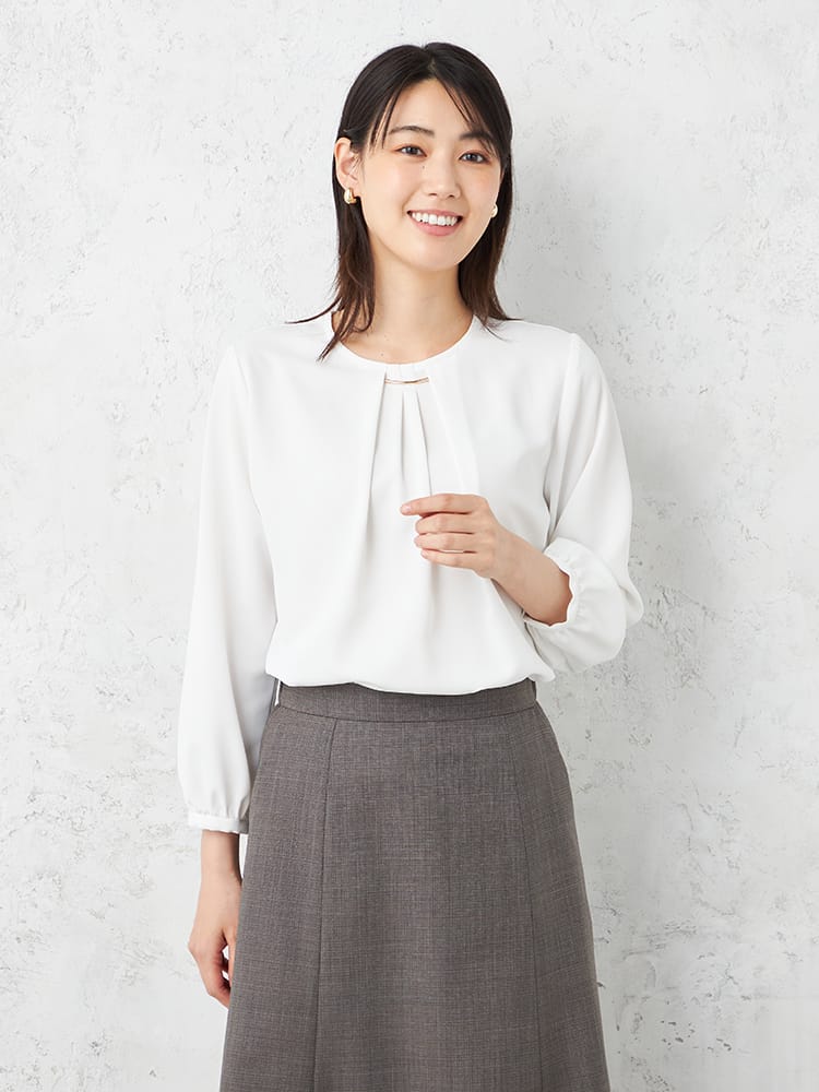 【SOFFICEBEAUTYVEIL】バー付きフロントタックブラウスＵＶ加工通年【レディース】