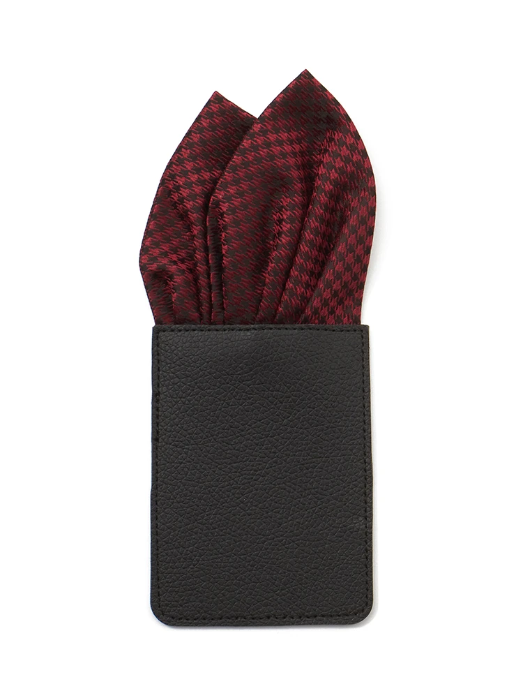 【シルク100％】ポケットチーフ簡易式千鳥格子通年