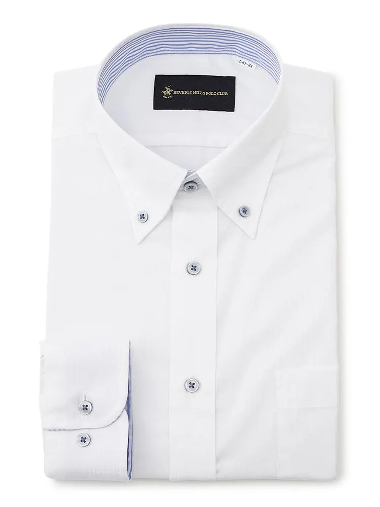 【形態安定】BHPCCVC長袖ワイシャツボタンダウンシャドウストライプビバリーヒルズポロクラブ通年