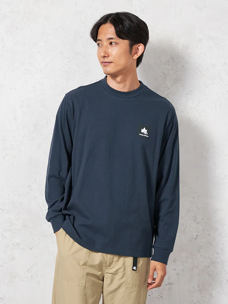 【LOGOS-ロゴス-】天竺プリントＴシャツリサイクル素材カジュアルインナー無地秋冬