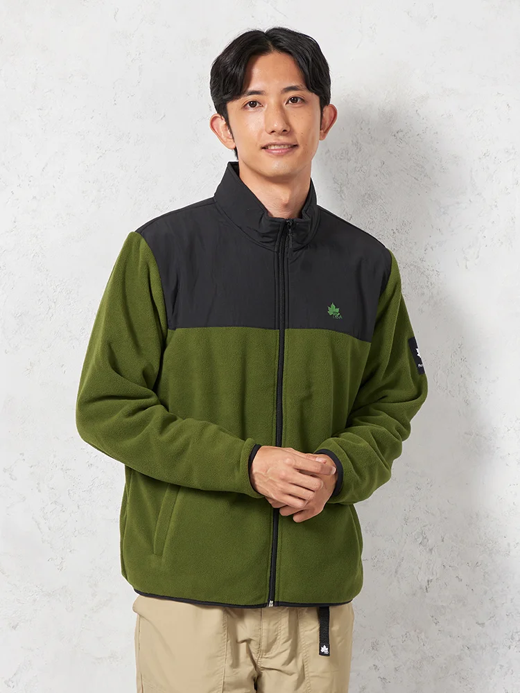 【LOGOS-ロゴス-】布帛切替フリースブルゾンカジュアルアウター無地秋冬