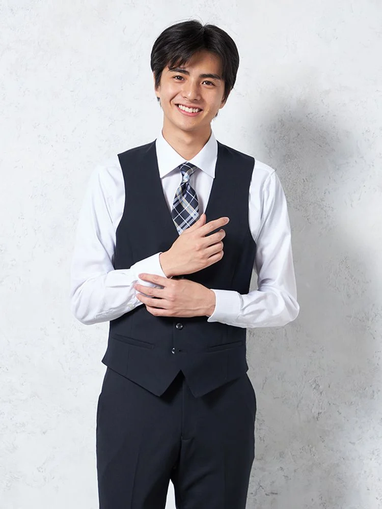 【リバーシブル】ベストシャドウストライプRESPECTNERO通年【スリムデザイン】