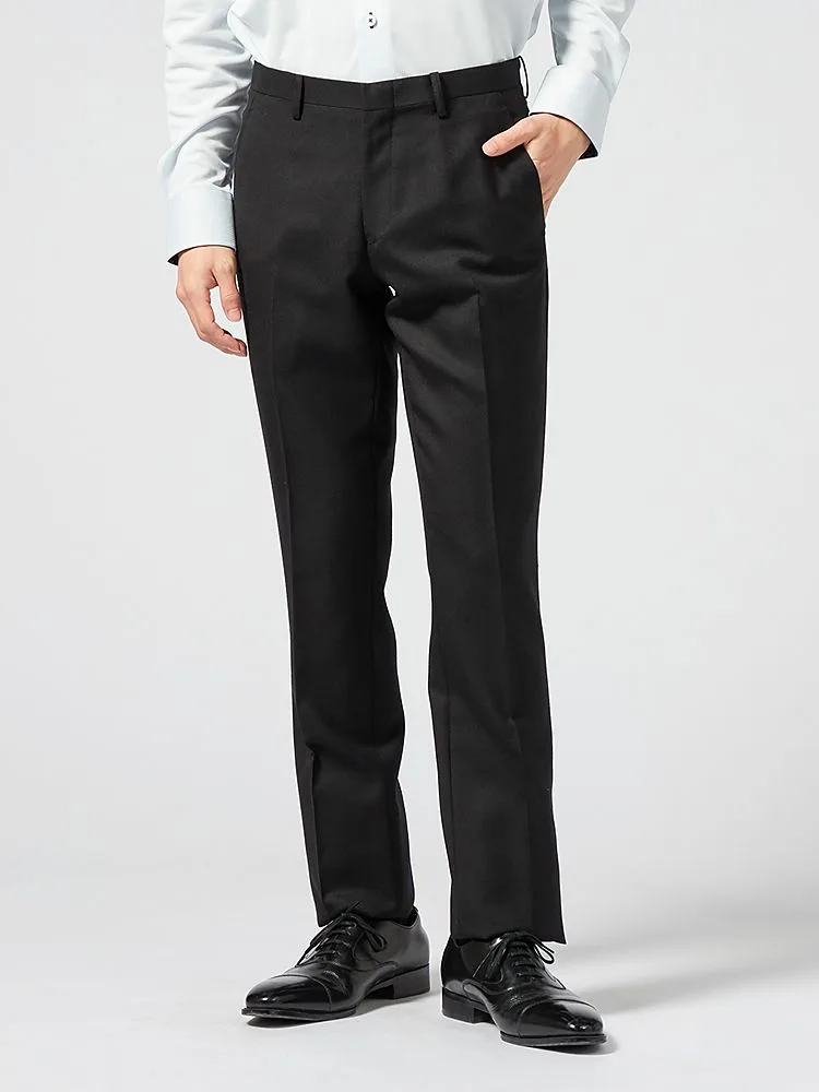 【ウォッシャブル】パンツノータックサキソニースラックス無地nero秋冬【スリムデザイン】